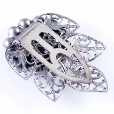 Vintage Cobalt Blue Filigree Dress Clip 1930S