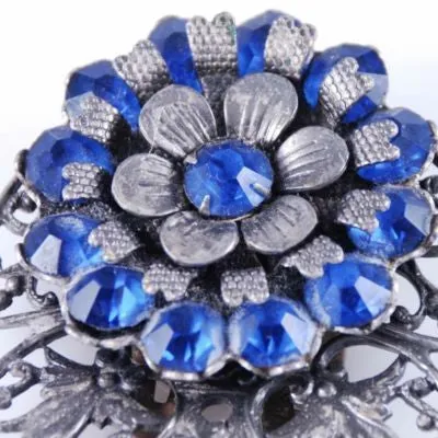 Vintage Cobalt Blue Filigree Dress Clip 1930S