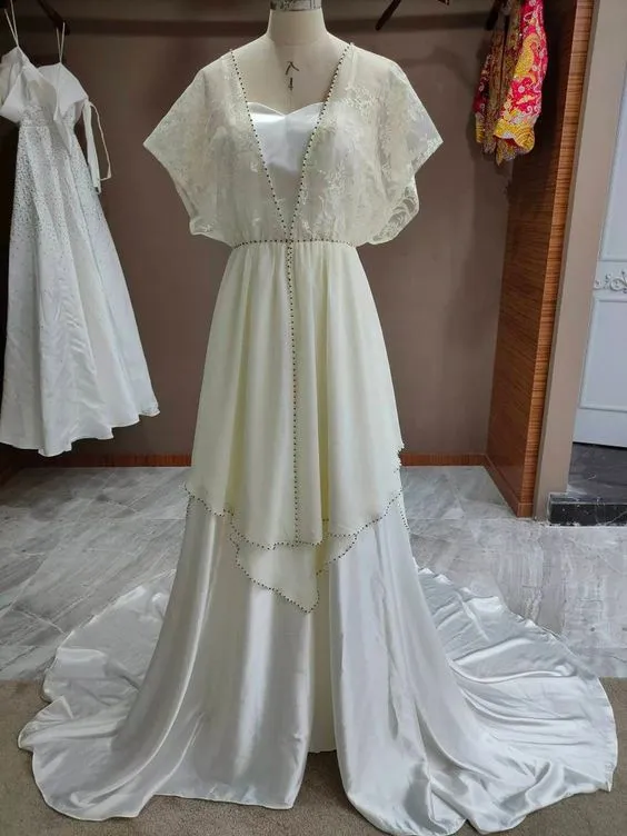 Vintage Cream Boho Wedding Dress
