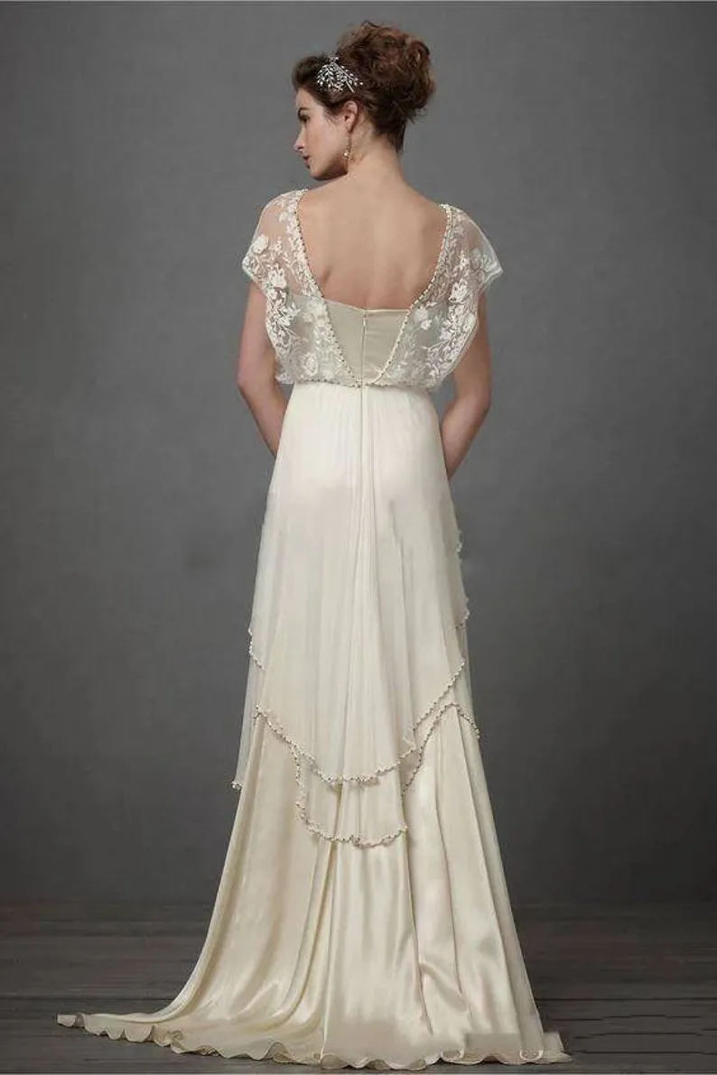 Vintage Cream Boho Wedding Dress
