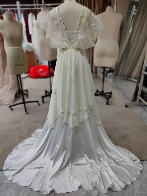 Vintage Cream Boho Wedding Dress