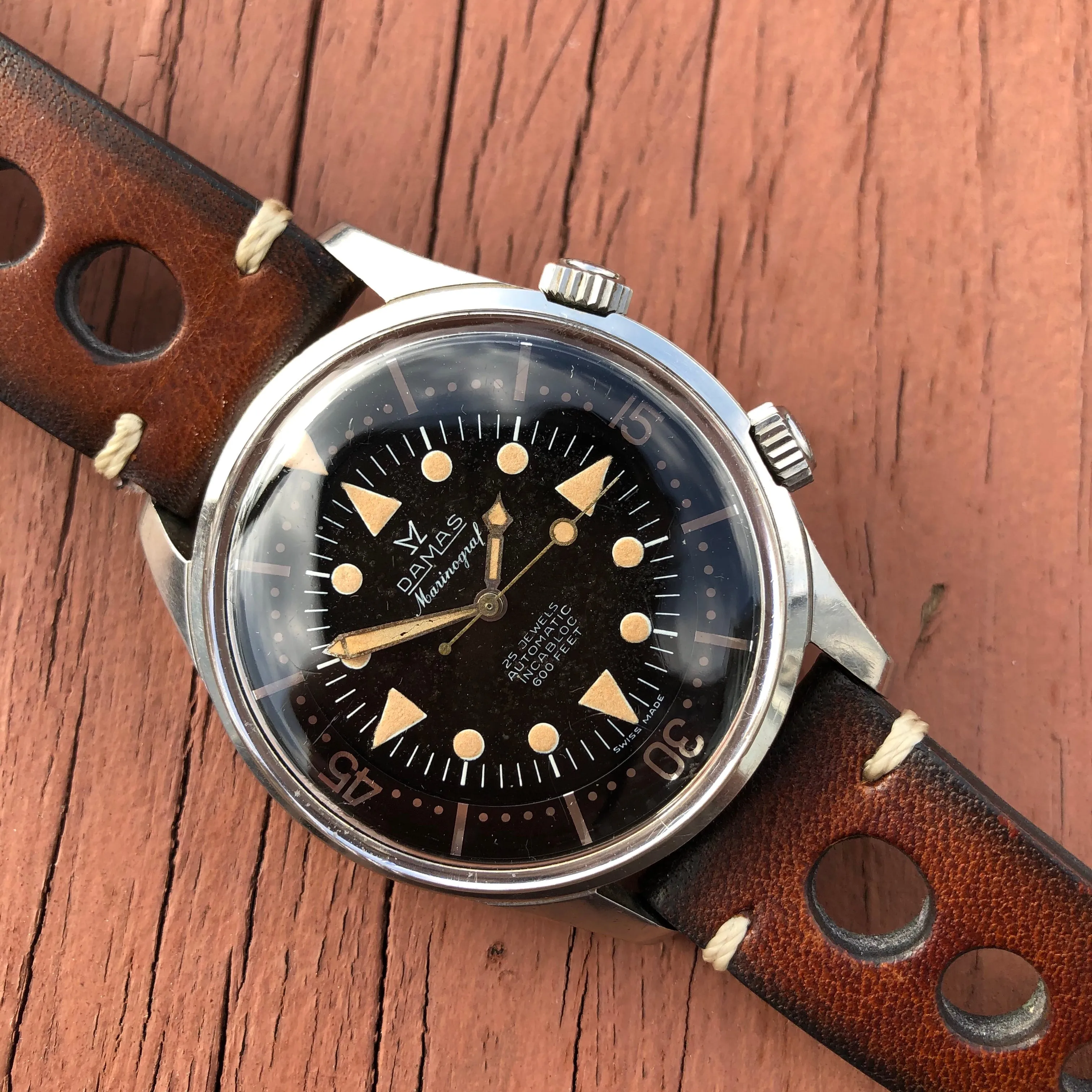 Vintage Damas Marinograf 3753 Automatic Steel Super Compressor Divers Wristwatch