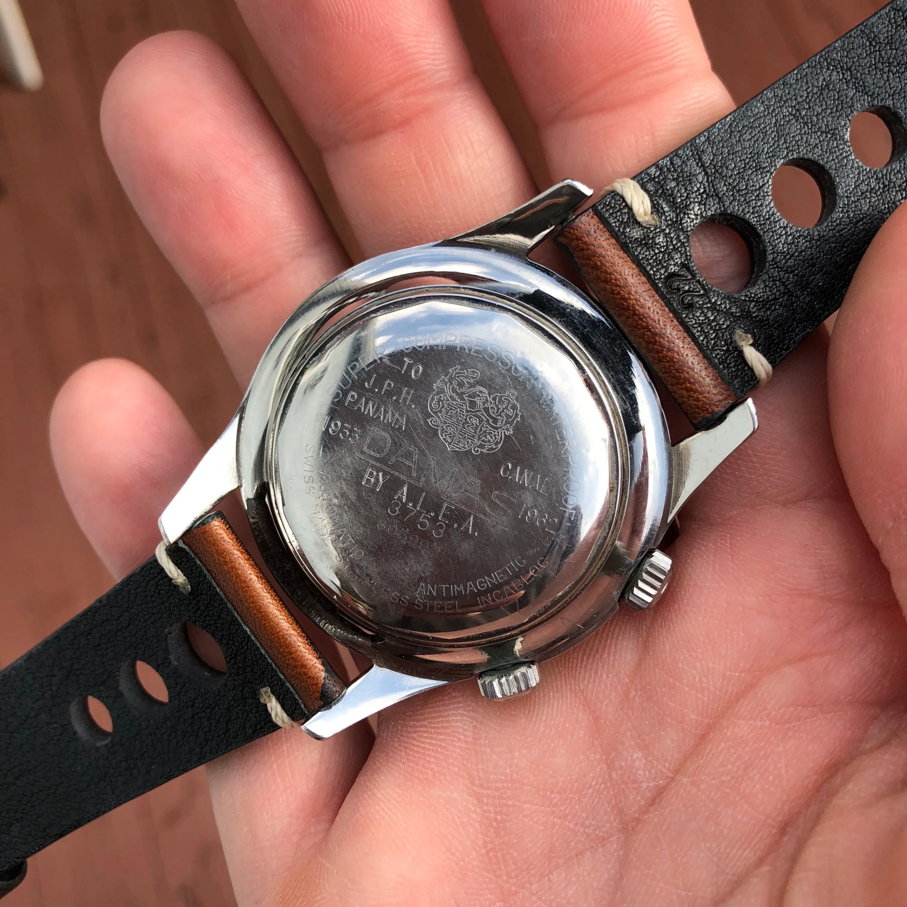 Vintage Damas Marinograf 3753 Automatic Steel Super Compressor Divers Wristwatch