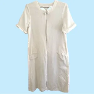 Vintage Diamond Tea White Ribbed Cotton House Dress Robe Hostess Size Me…