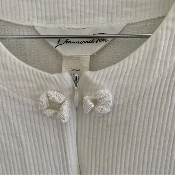 Vintage Diamond Tea White Ribbed Cotton House Dress Robe Hostess Size Me…