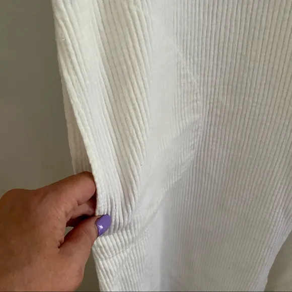 Vintage Diamond Tea White Ribbed Cotton House Dress Robe Hostess Size Me…