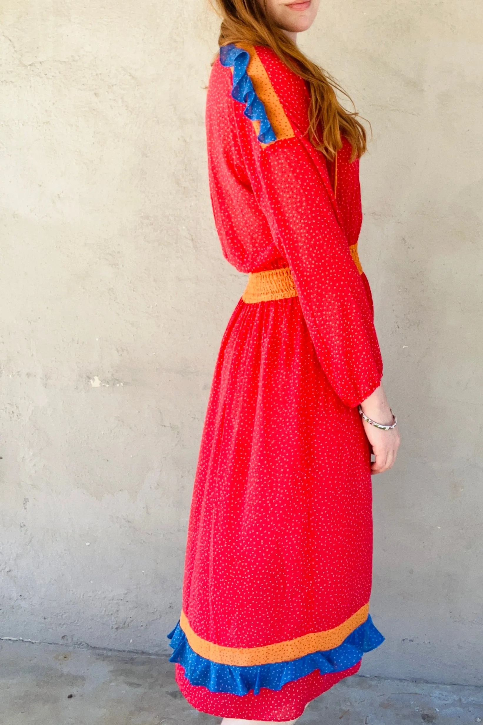 Vintage Diane Freis Red Polka Dot Midi Dress