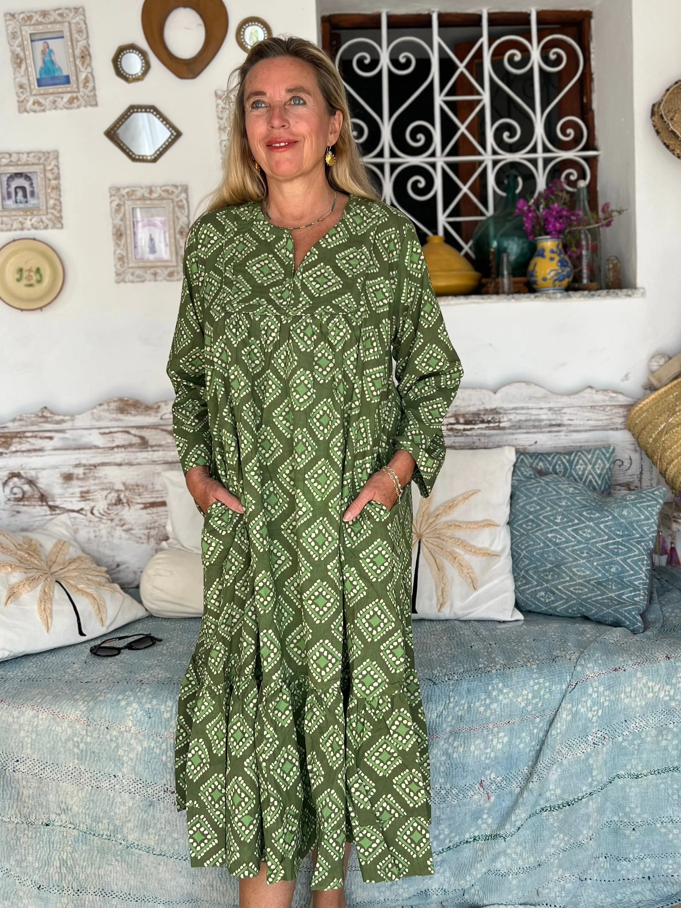 Vintage dress green  Boho