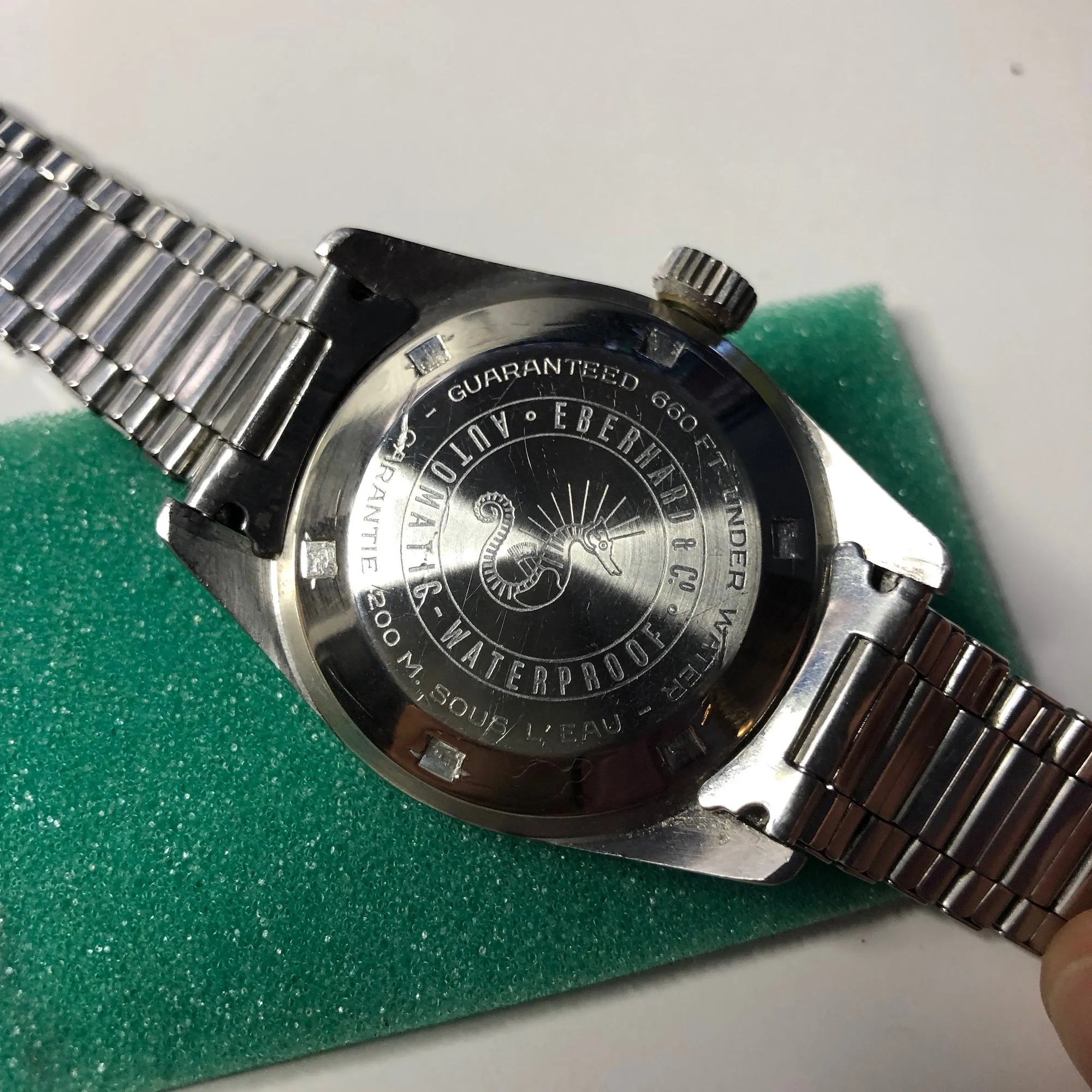 Vintage Eberhard & Co. Scafograf 200 Stainless Steel 11536 Automatic Divers Wristwatch