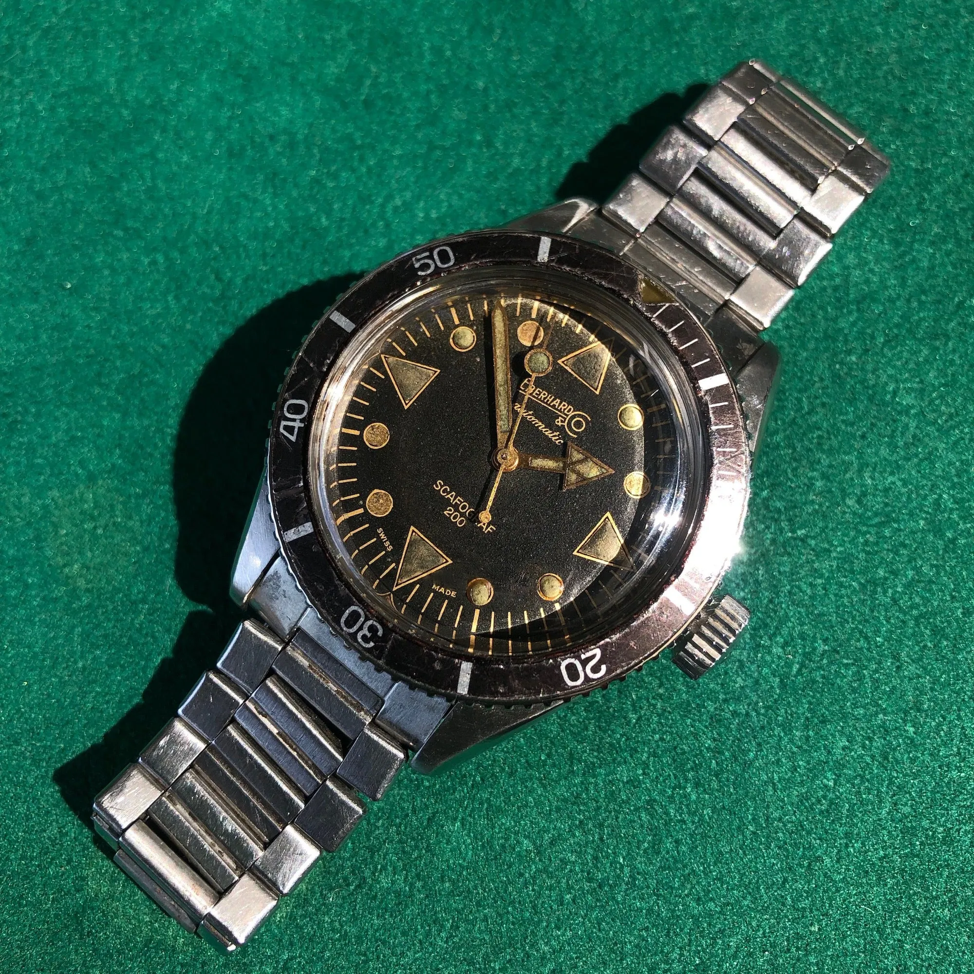 Vintage Eberhard & Co. Scafograf 200 Stainless Steel 11536 Automatic Divers Wristwatch