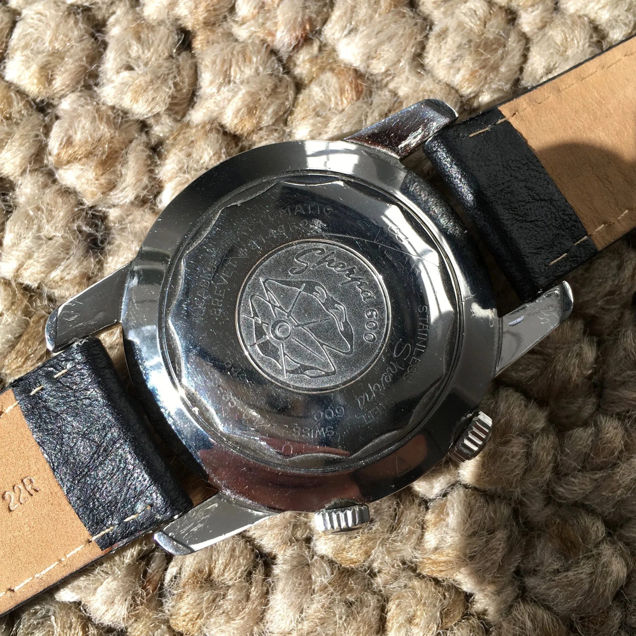 Vintage Enicar Sherpa Guide 600 Silver GMT Automatic Steel Wristwatch 48mm
