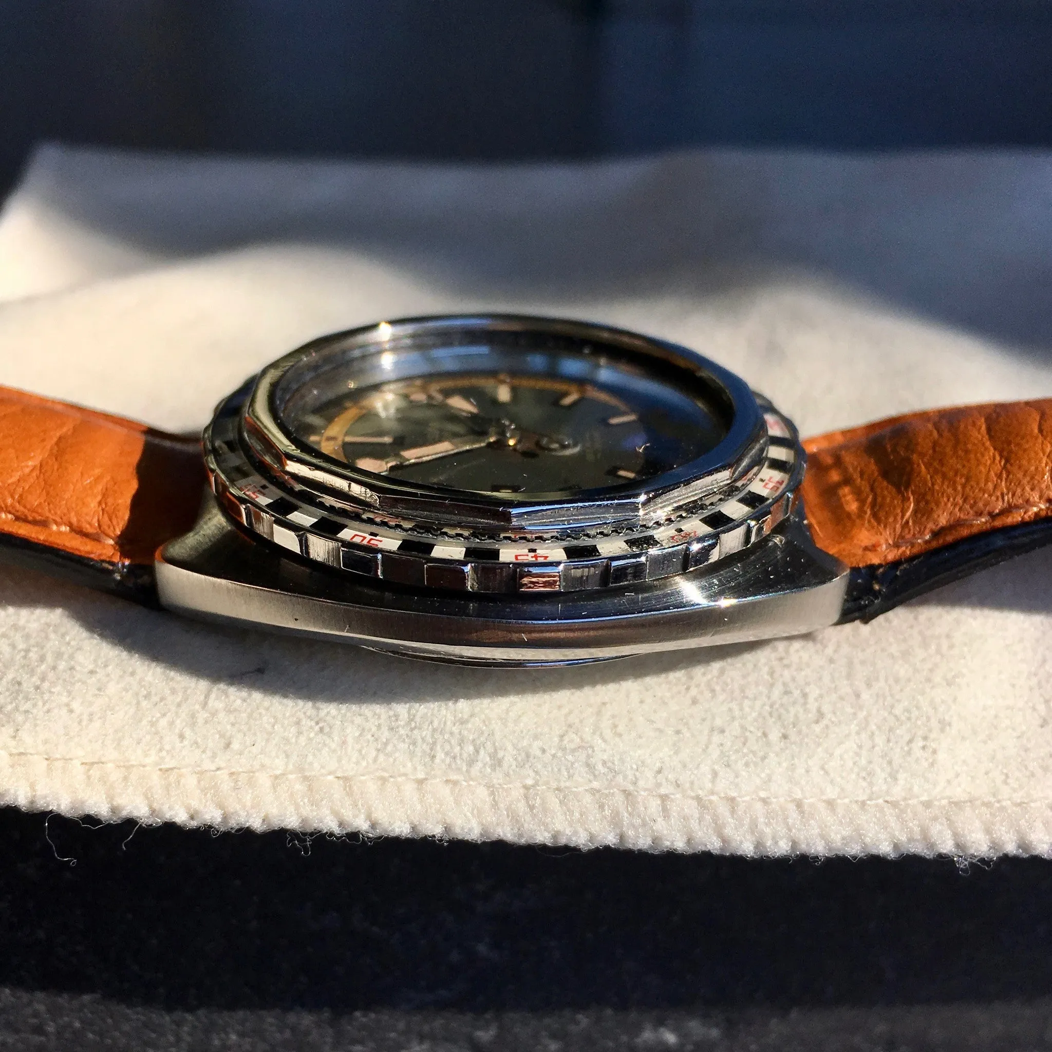 Vintage Favre Leuba Deep Blue TROPICAL 59863 Steel Divers Automatic Wristwatch