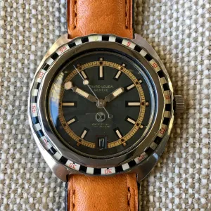 Vintage Favre Leuba Deep Blue TROPICAL 59863 Steel Divers Automatic Wristwatch