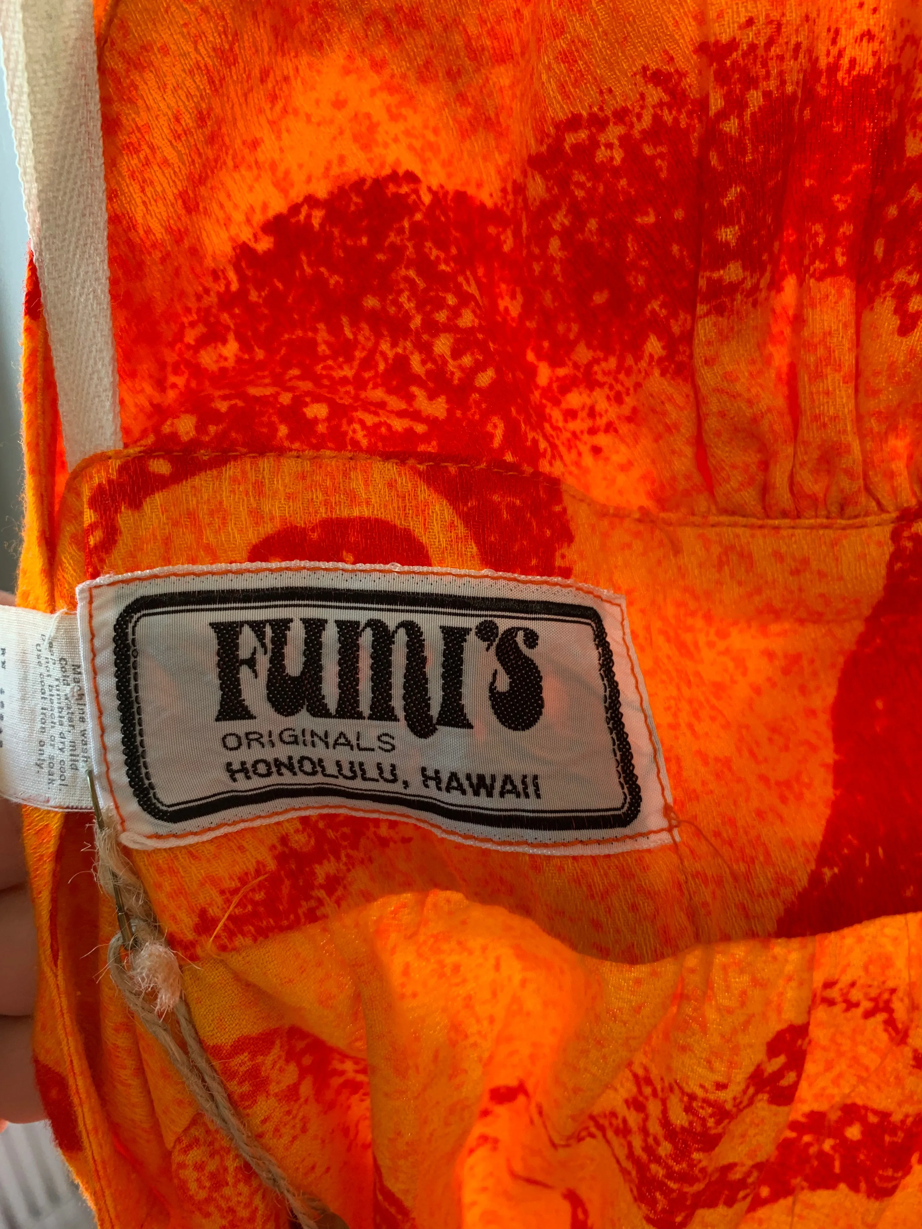 Vintage Fumi's Originals Bright Orange Wrap Dress