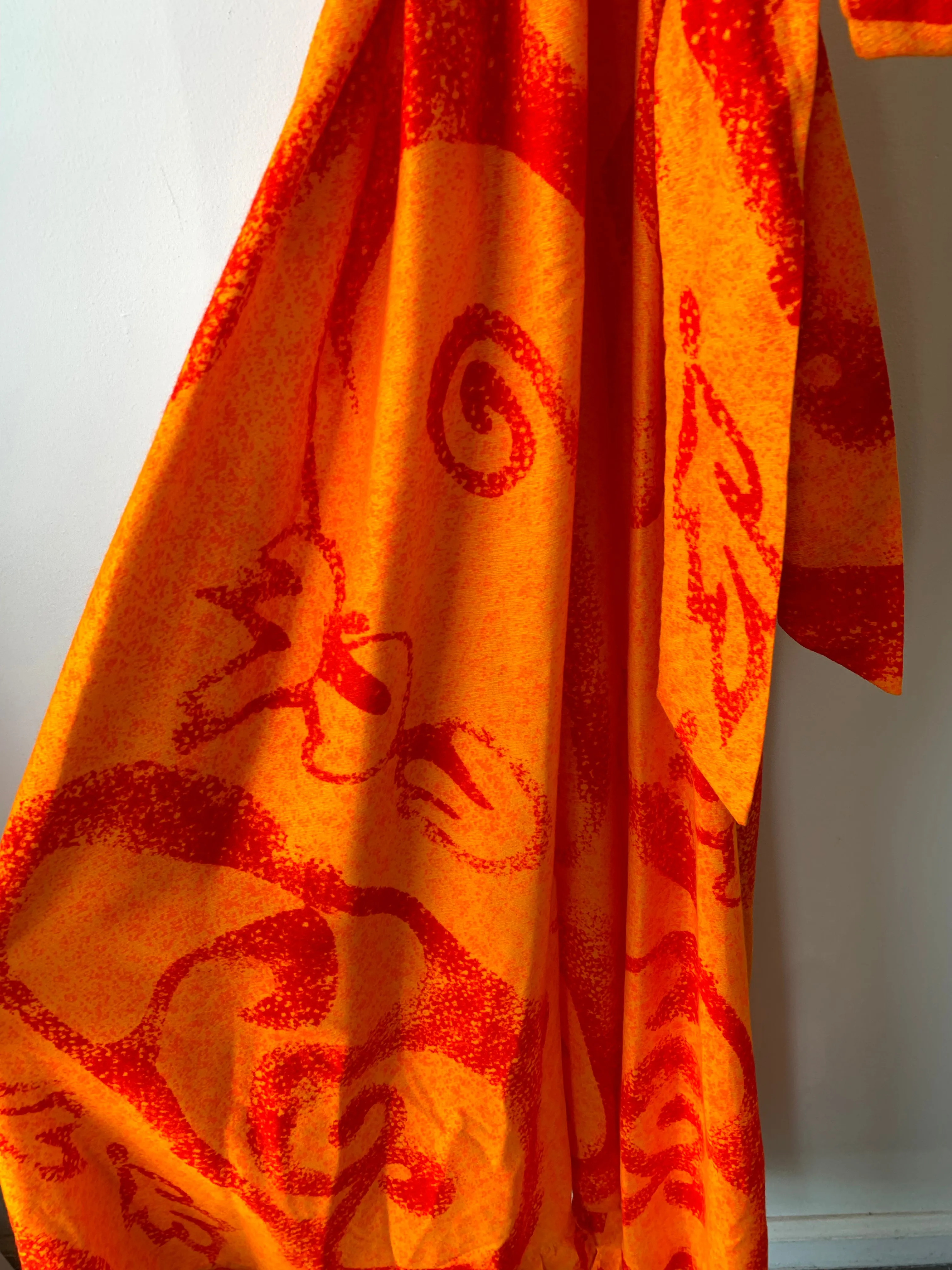 Vintage Fumi's Originals Bright Orange Wrap Dress