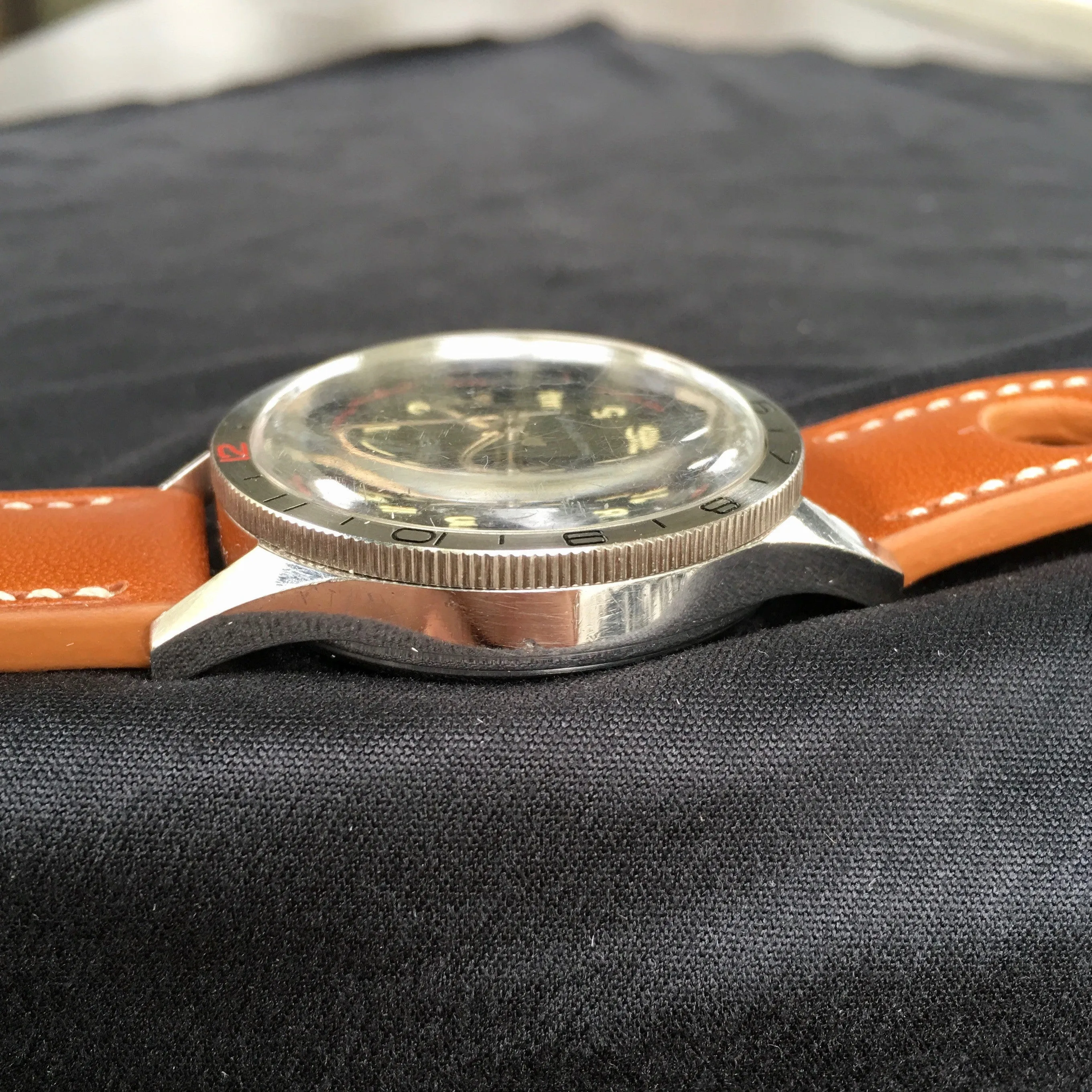 Vintage Gallet Flying Officer Chronograph Landeron Caliber 149 Steel Wristwatch Circa 1970's 3rd Gen.