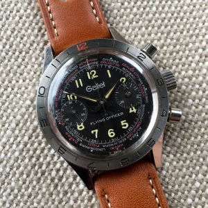 Vintage Gallet Flying Officer Chronograph Landeron Caliber 149 Steel Wristwatch Circa 1970's 3rd Gen.