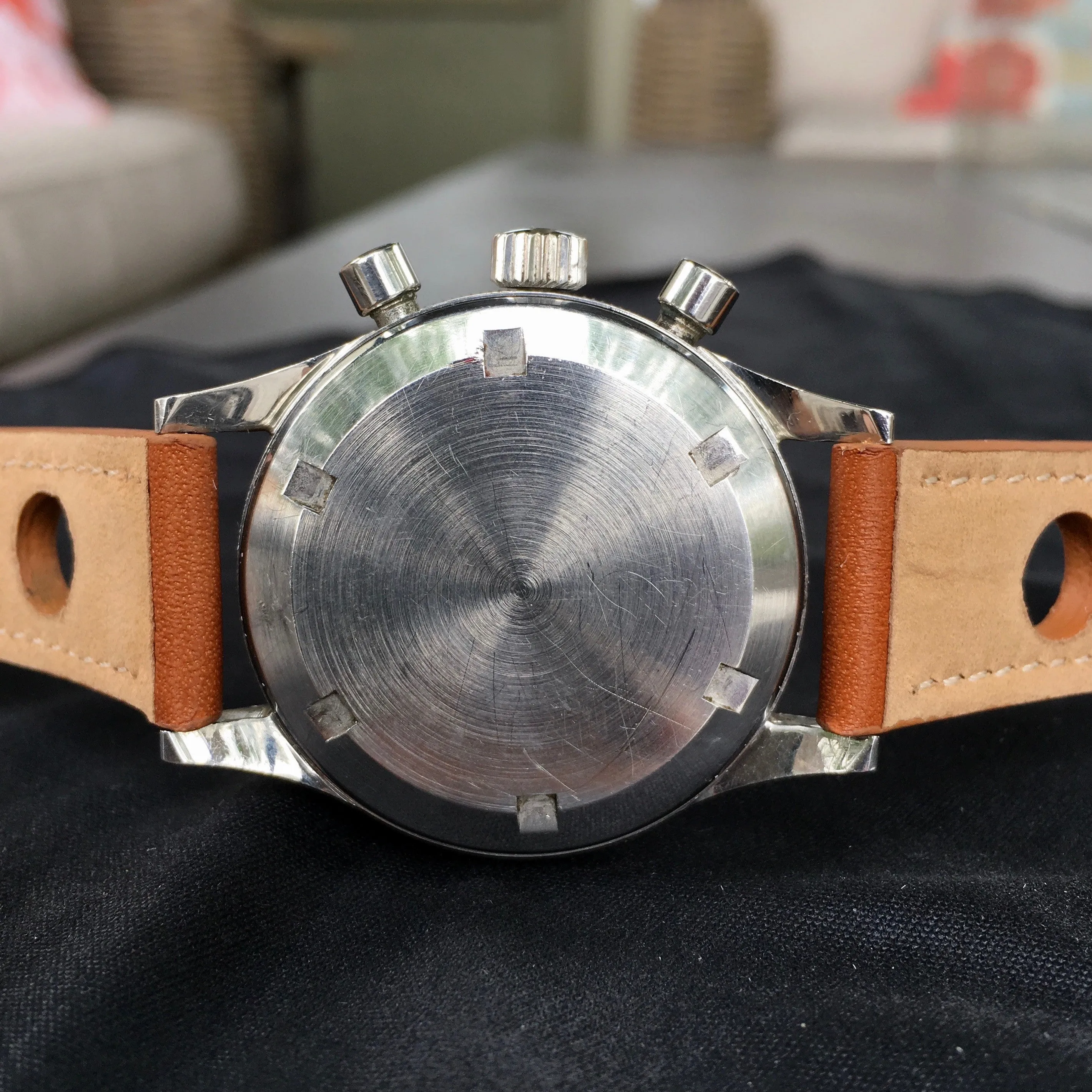 Vintage Gallet Flying Officer Chronograph Landeron Caliber 149 Steel Wristwatch Circa 1970's 3rd Gen.