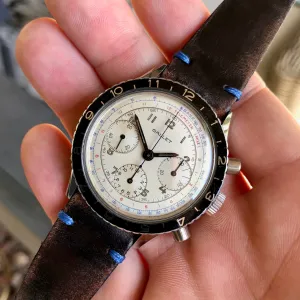 Vintage Gallet MultiChron Pilot Valjoux 72 Chronograph White Stainless Steel Wristwatch