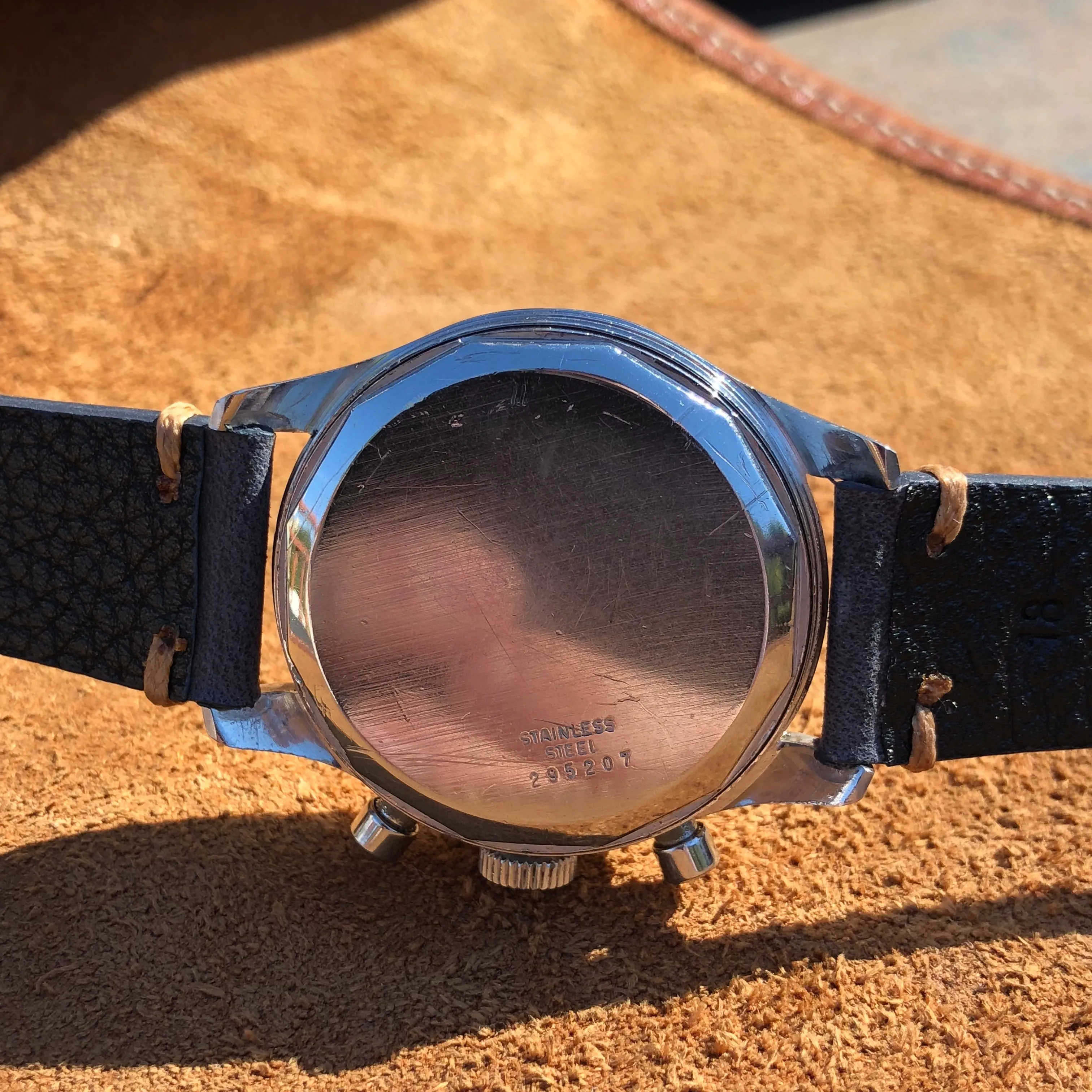Vintage Girard Perregaux Steel Valjoux 72 Chronograph Silver Dial Wristwatch 1960s