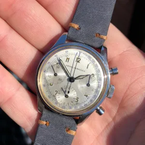 Vintage Girard Perregaux Steel Valjoux 72 Chronograph Silver Dial Wristwatch 1960s
