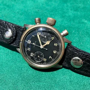 Vintage Glashutte Tutima Luftwaffe Chronograph WWII Military Wristwatch Circa 1940's
