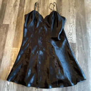 Vintage Gold Label Victoria’s Secret Black Satin Slip Dress Medium