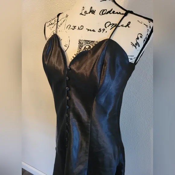 Vintage Gold Label Victoria’s Secret Black Satin Slip Dress Medium