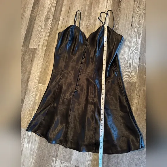 Vintage Gold Label Victoria’s Secret Black Satin Slip Dress Medium