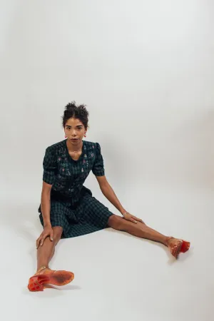 Vintage Green Prairie Dress | S
