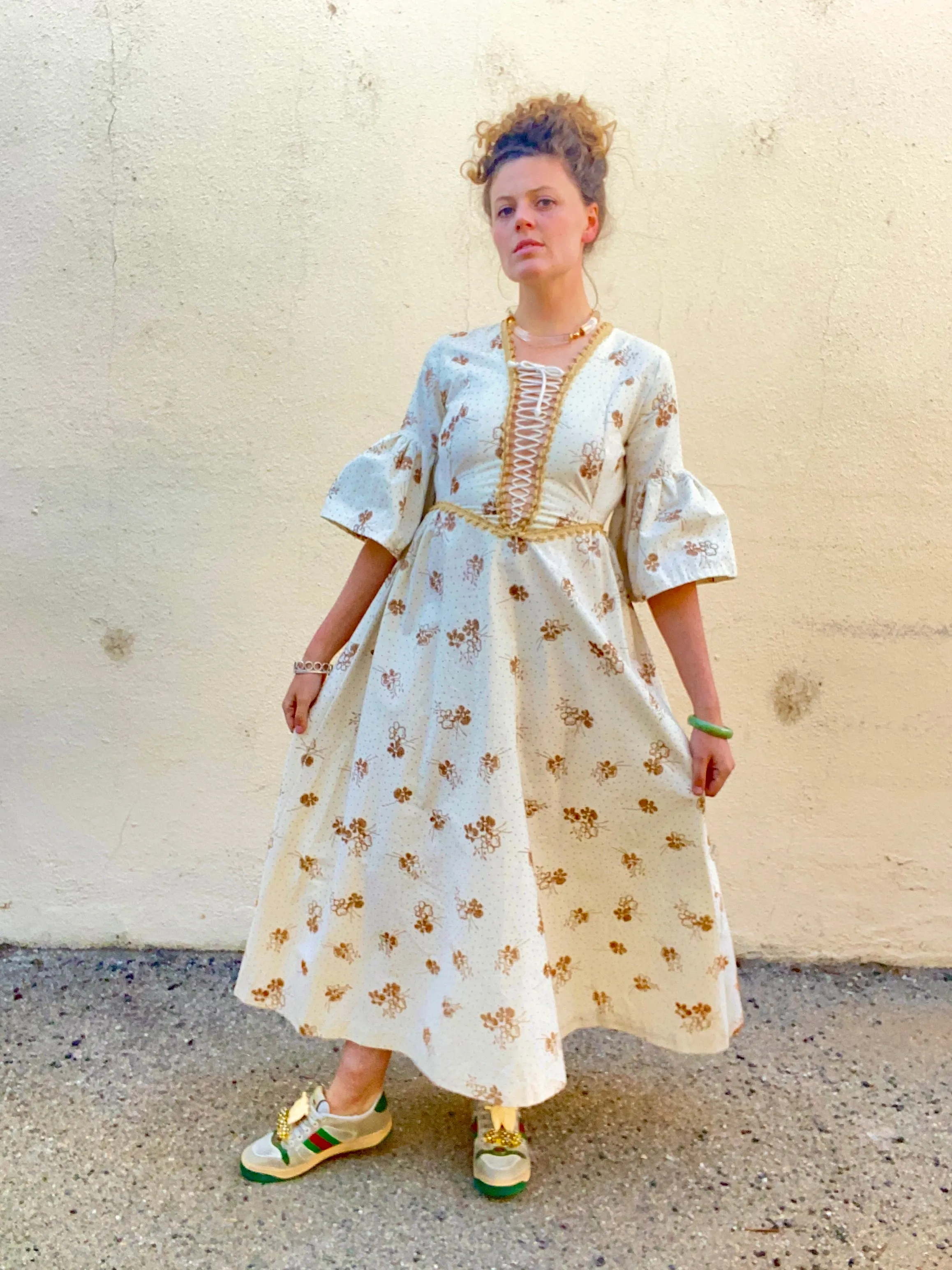 Vintage Gunne Sax Black Label Floral Dress