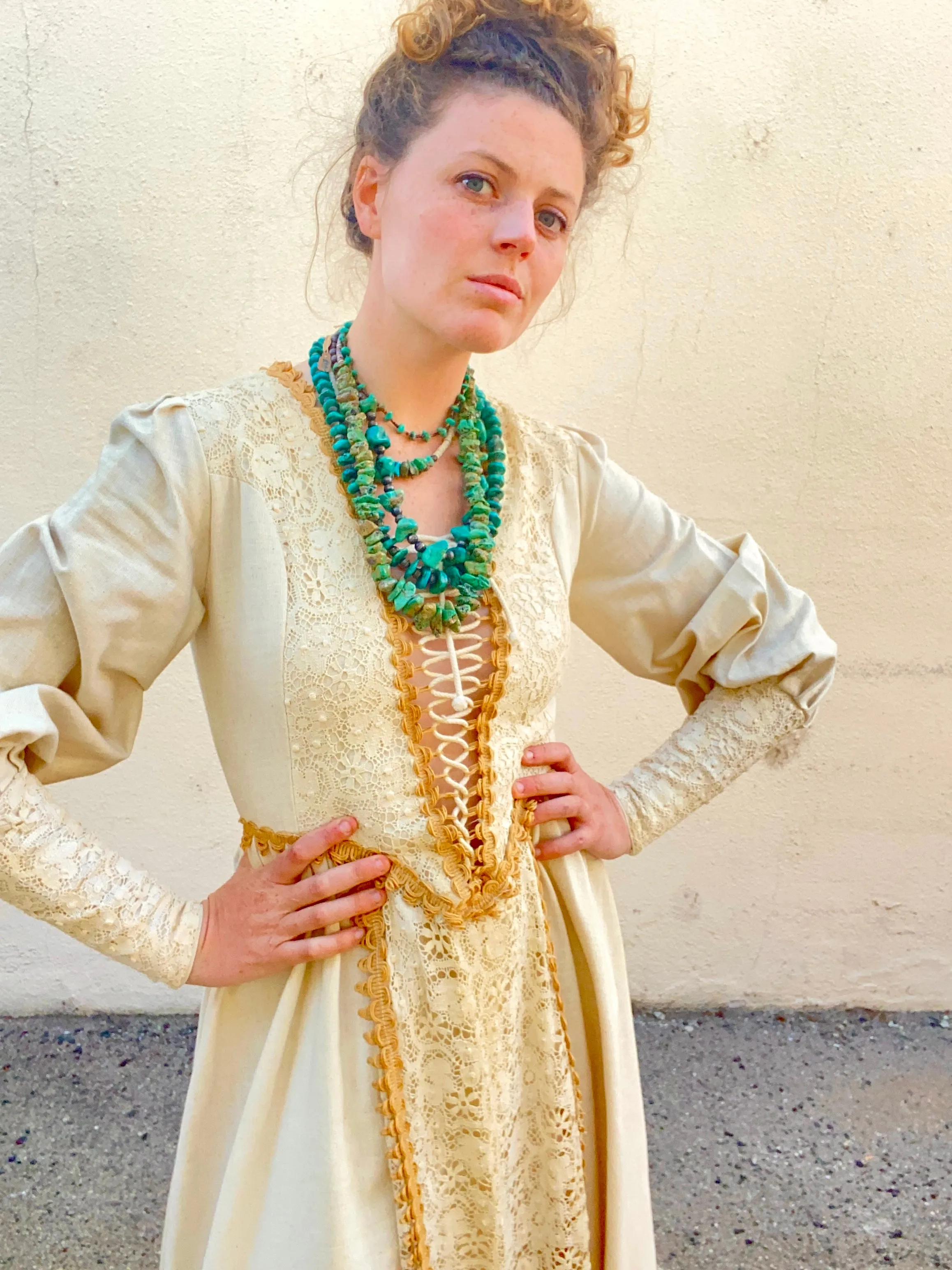 Vintage Gunne Sax Lace Detailed Dress