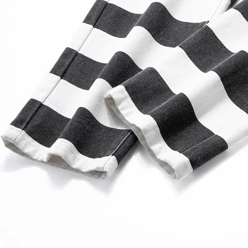 Vintage Heavy Canvas Cargo Pants - Men's Spring Autumn New Cotton Multi-Pocket Striped Casual Knights Trousers