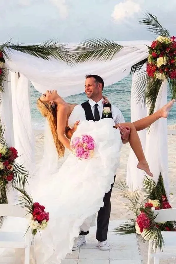 Vintage High Low Beach Weddign Dresses Strapless White Wedding Dresses WD297