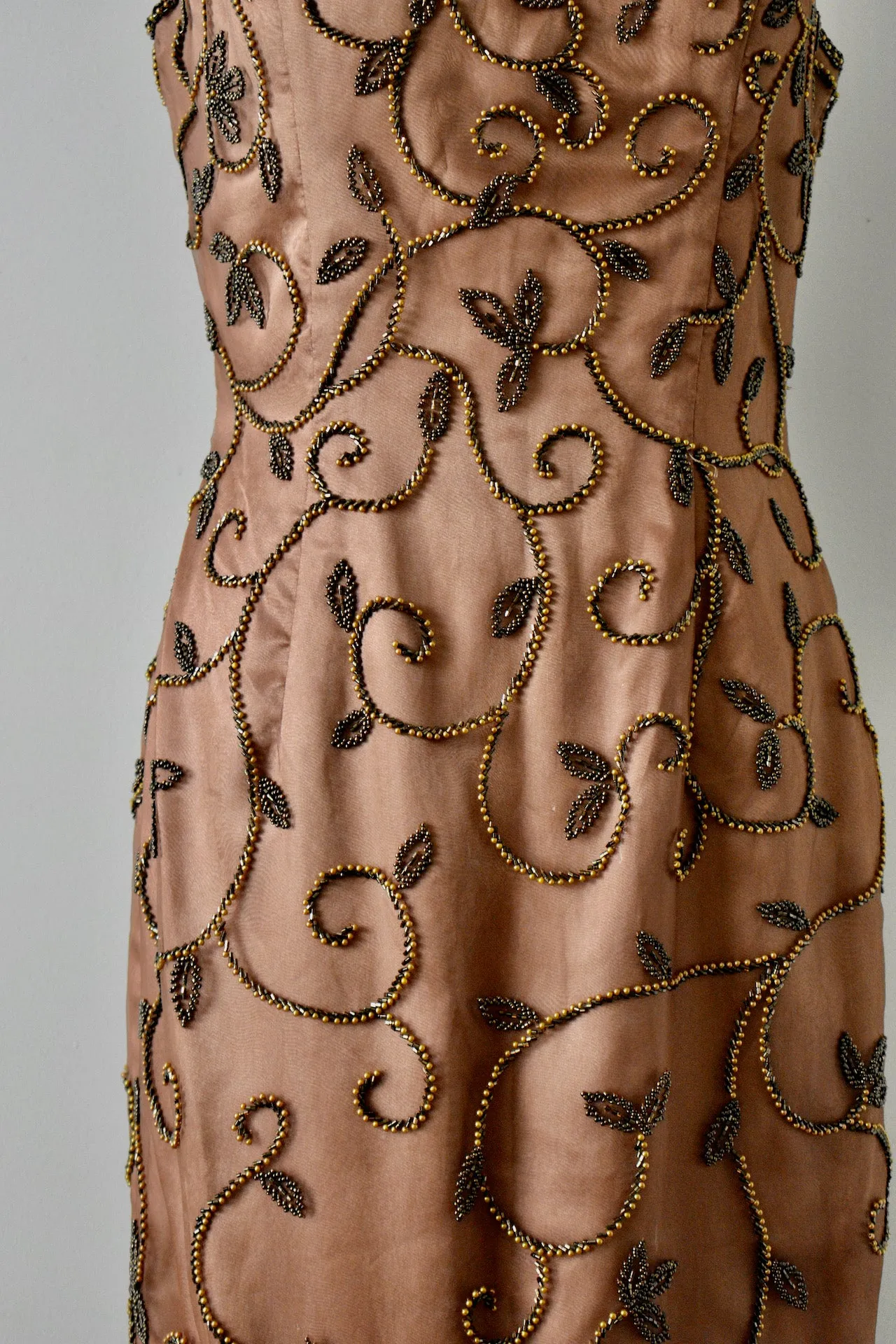 Vintage Inspired Modern Brown Beaded Gown