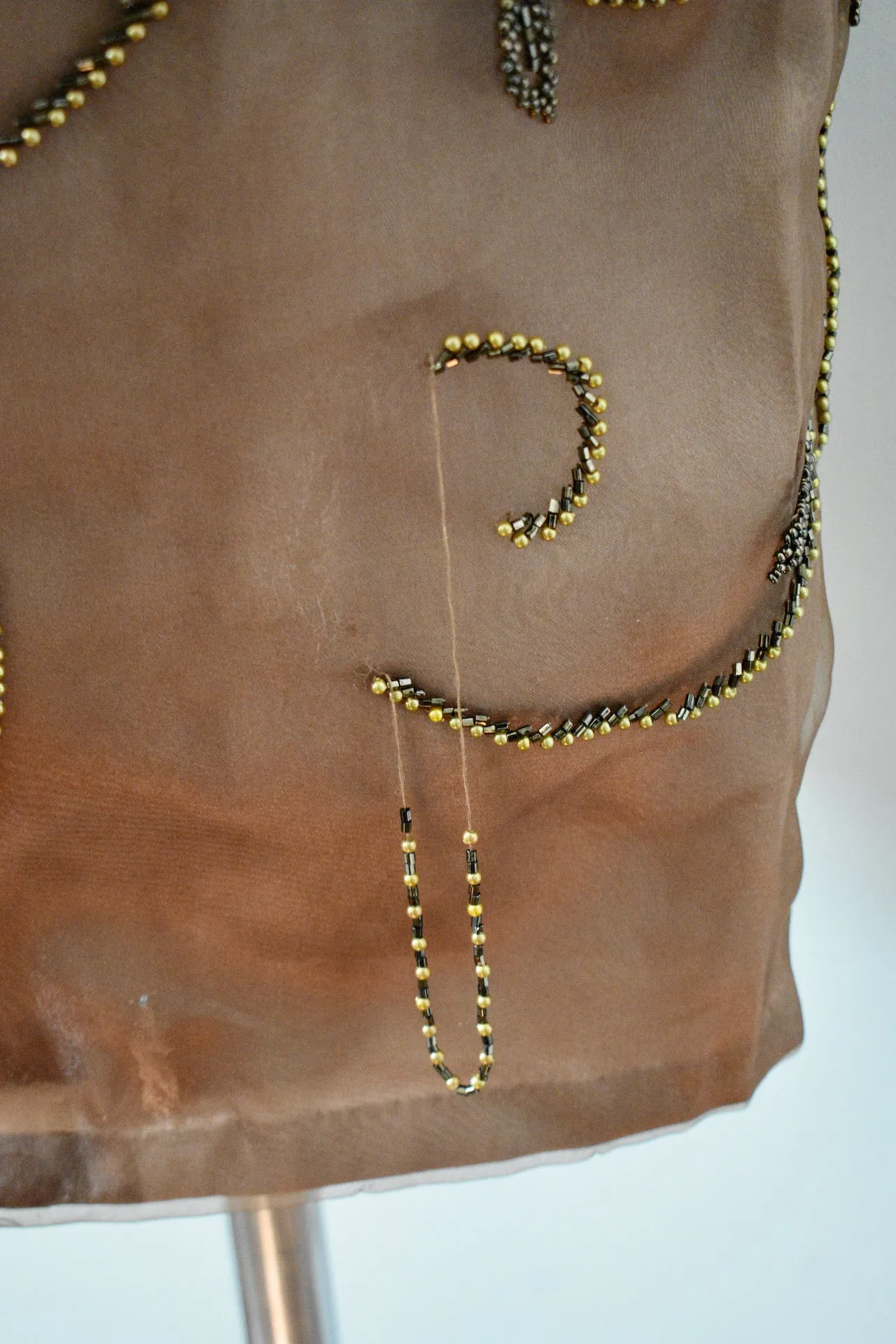 Vintage Inspired Modern Brown Beaded Gown