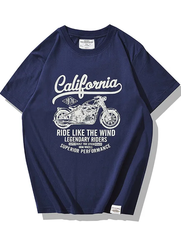 Vintage-Inspired Motorcycle Print Men's Classic T-shirt