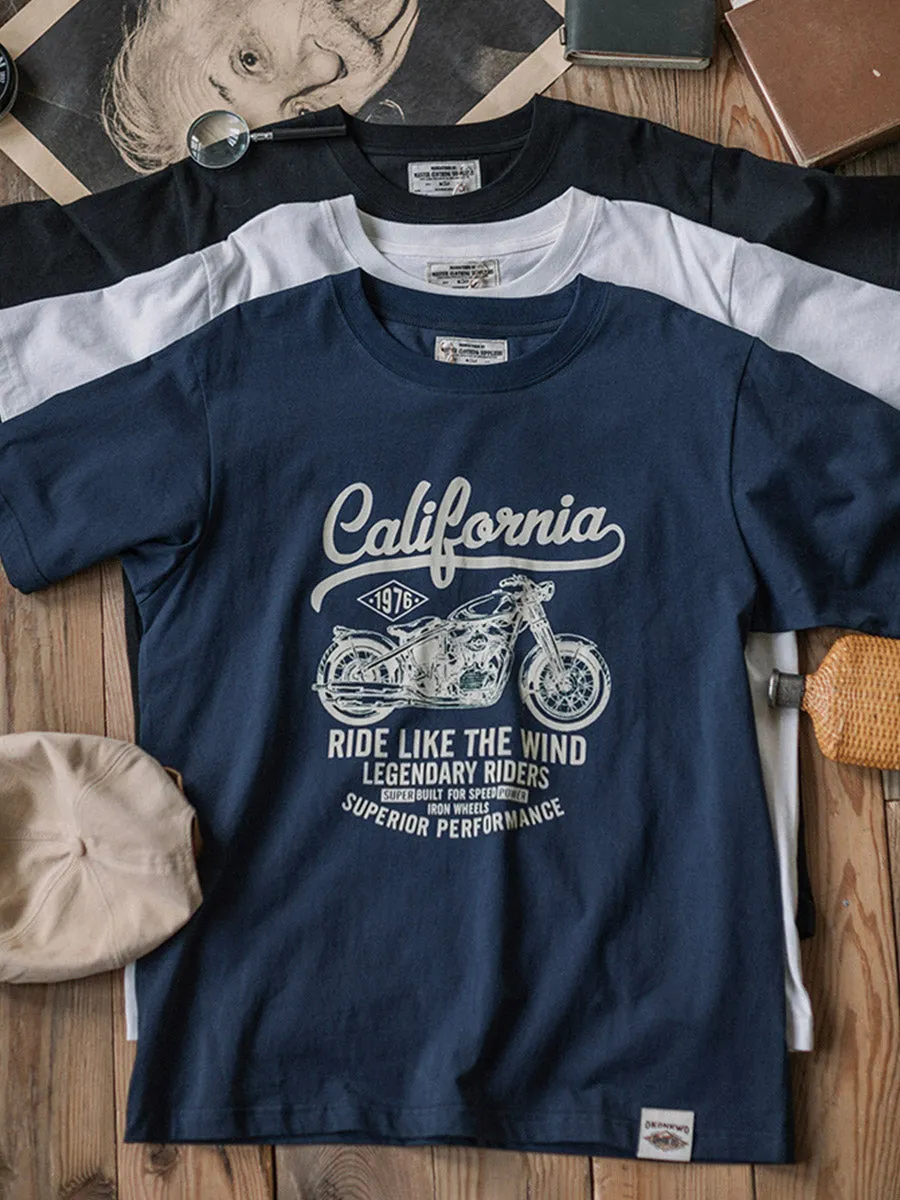 Vintage-Inspired Motorcycle Print Men's Classic T-shirt