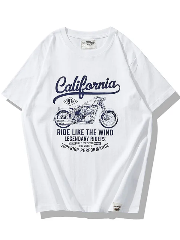 Vintage-Inspired Motorcycle Print Men's Classic T-shirt