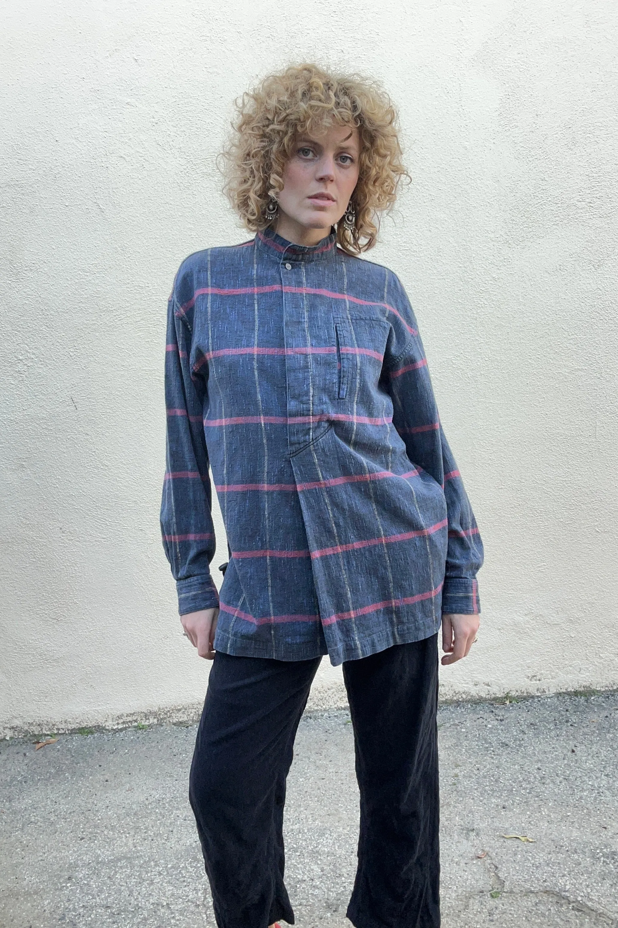 Vintage Issey Miyake Men Indigo Plaid Shirt