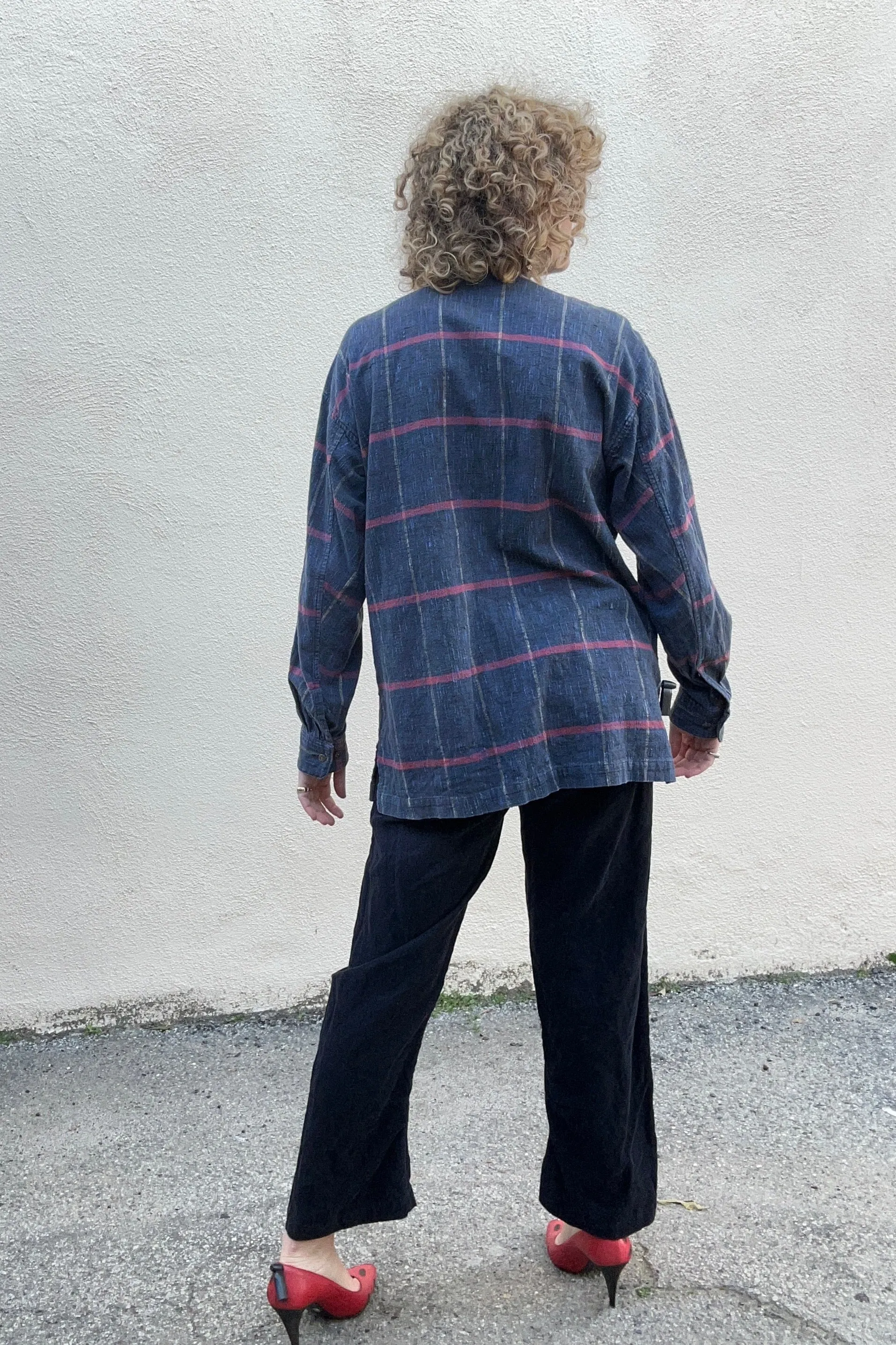 Vintage Issey Miyake Men Indigo Plaid Shirt
