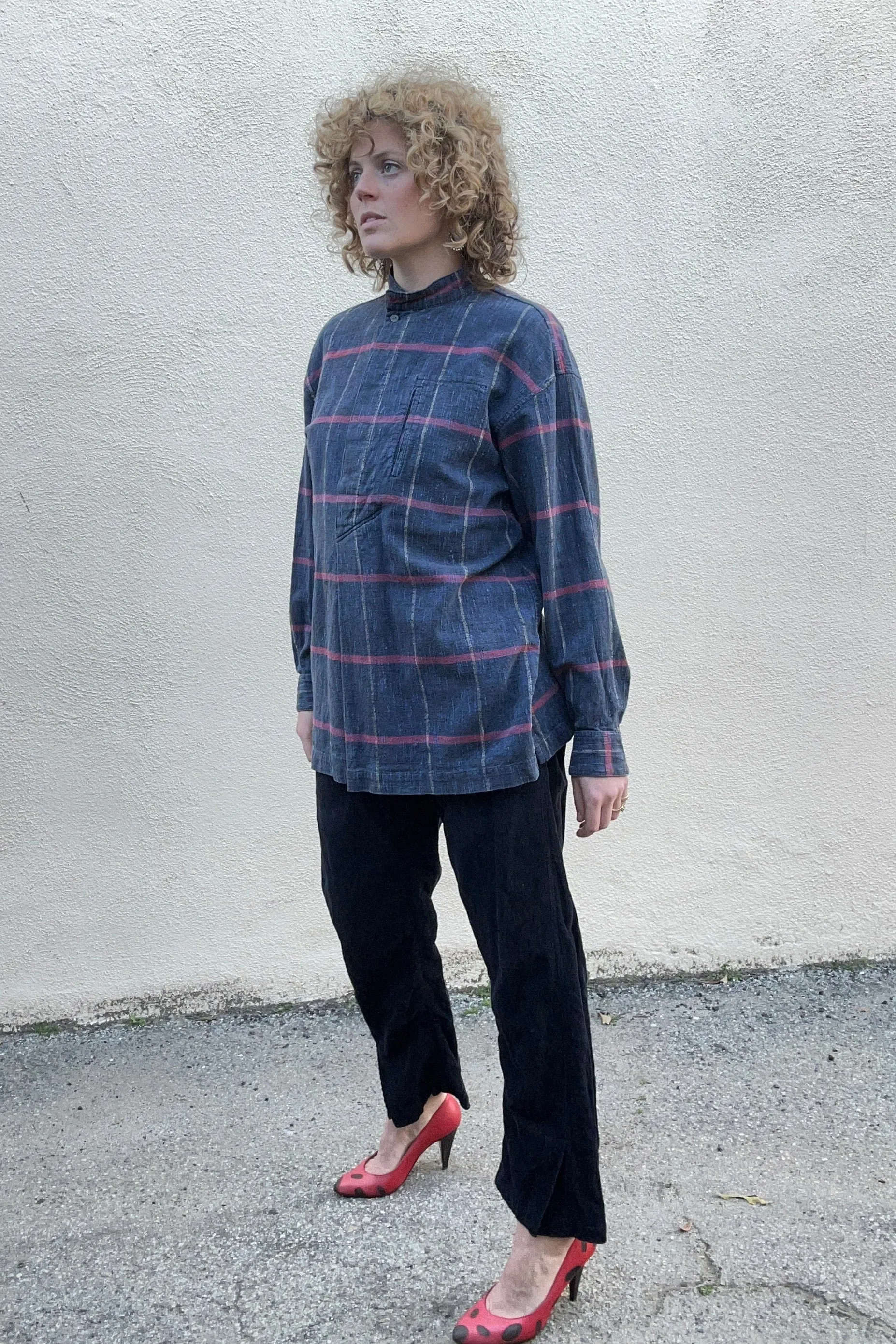 Vintage Issey Miyake Men Indigo Plaid Shirt