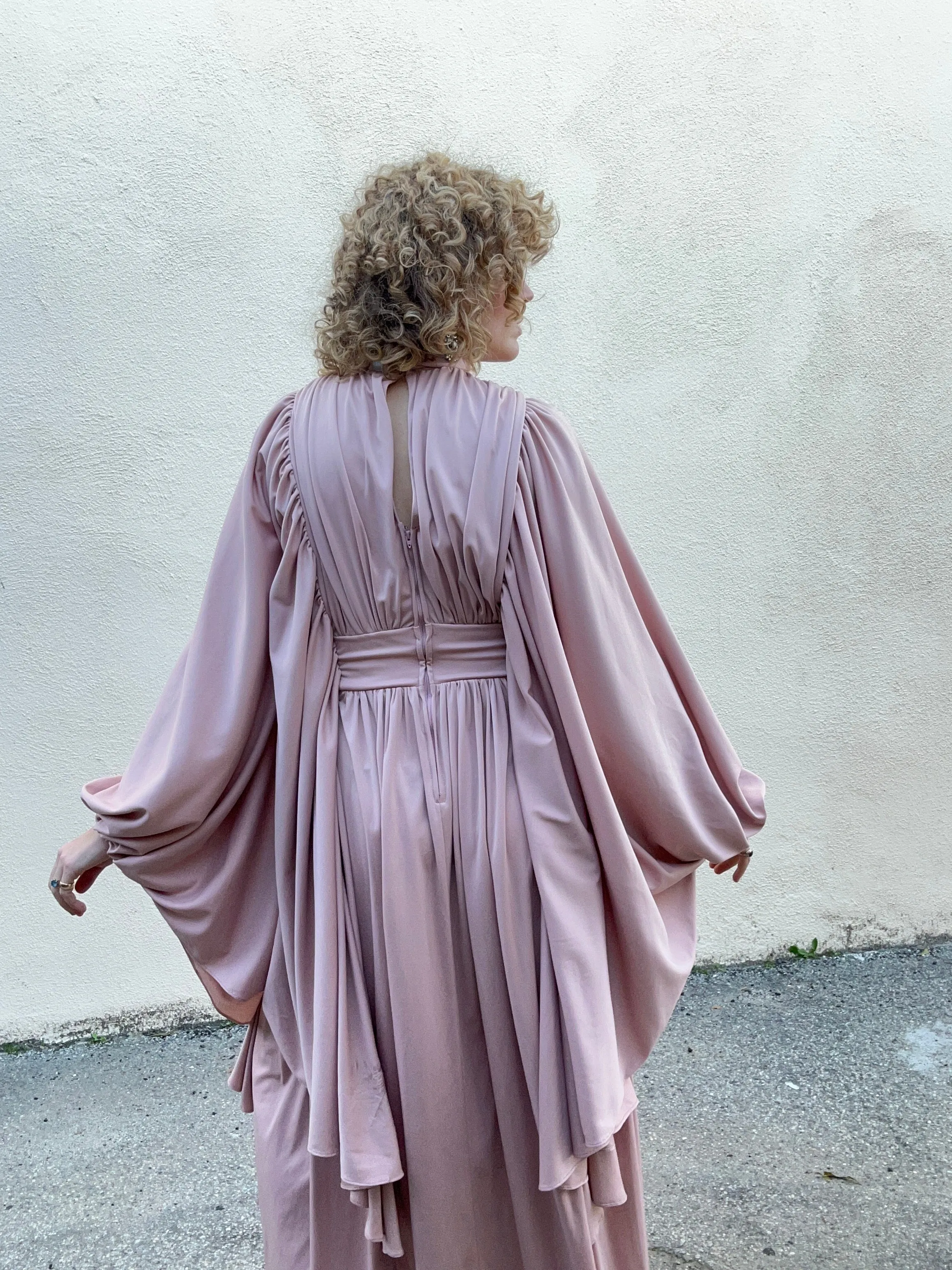 Vintage Jack Hartley Blush Pink Batwing Gown