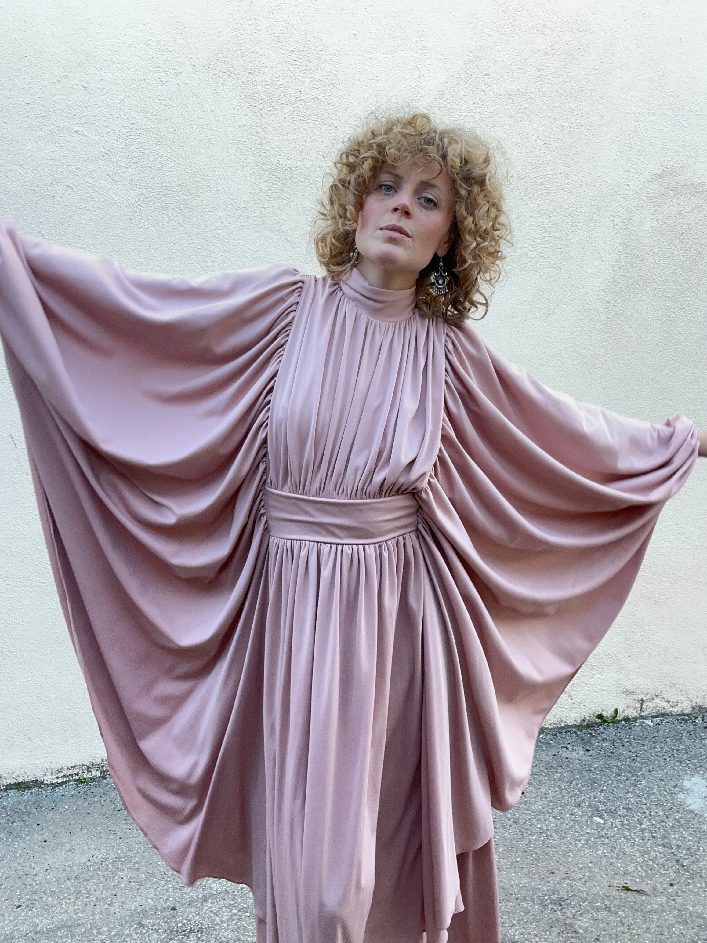 Vintage Jack Hartley Blush Pink Batwing Gown