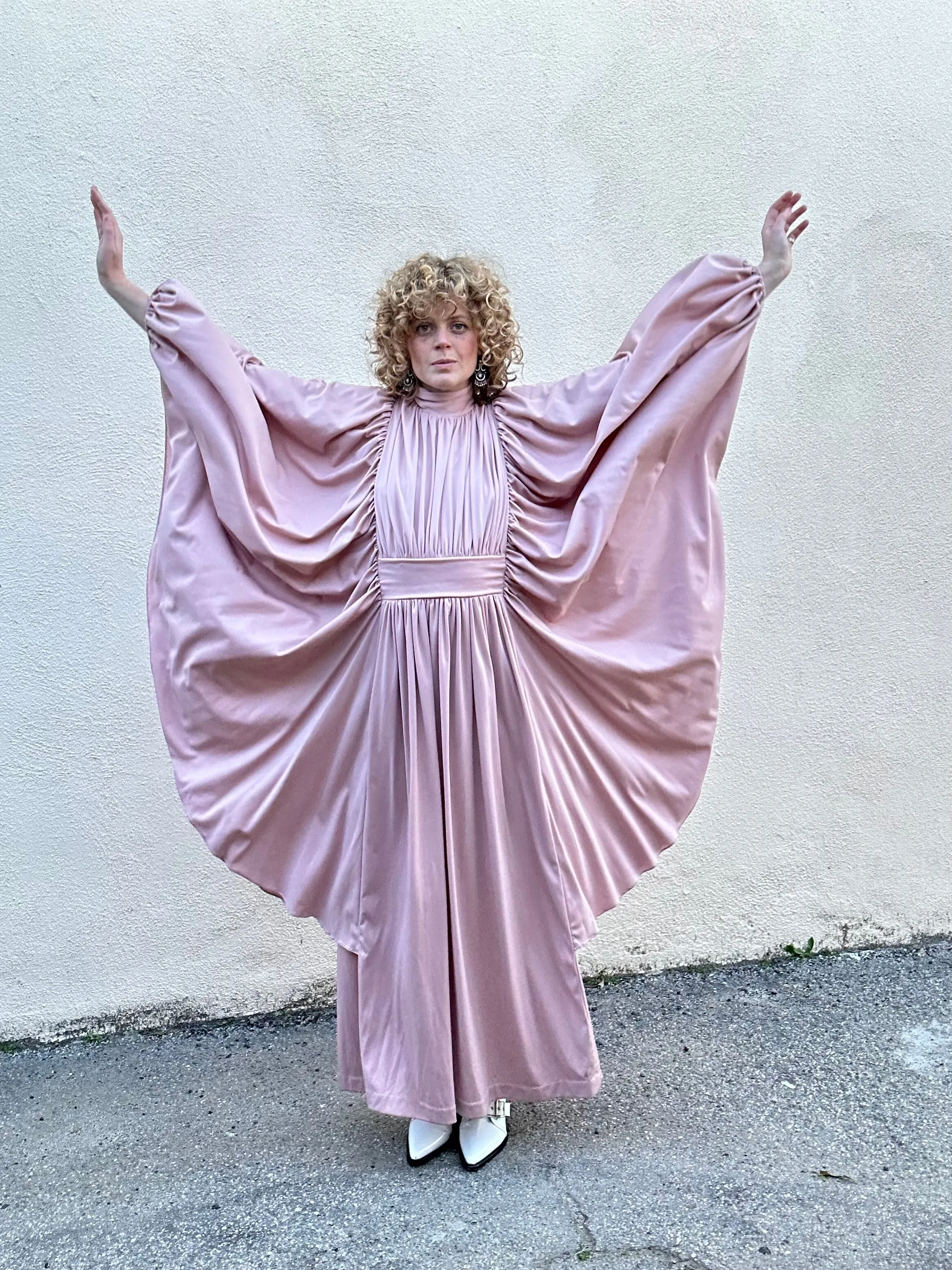 Vintage Jack Hartley Blush Pink Batwing Gown