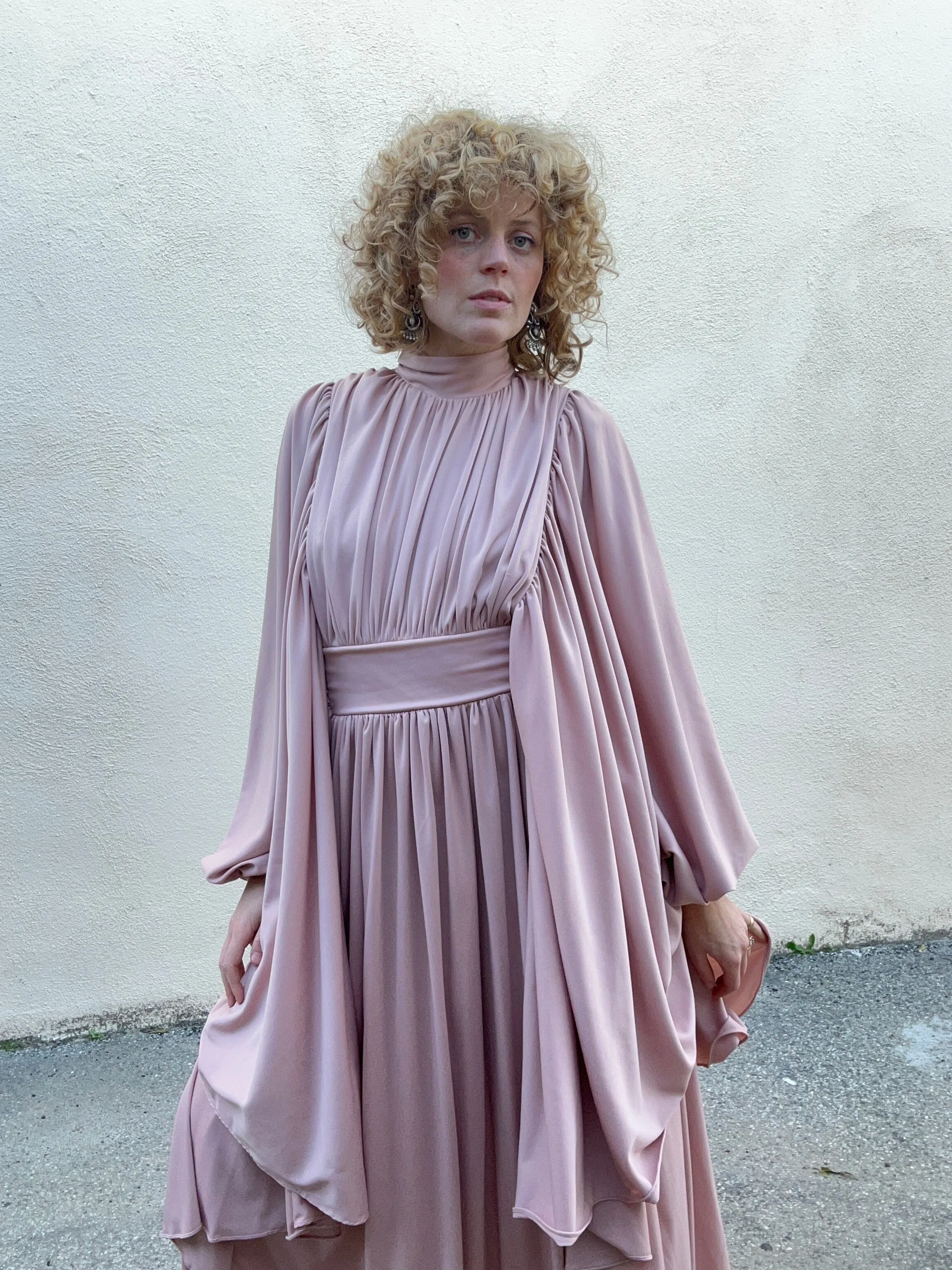 Vintage Jack Hartley Blush Pink Batwing Gown