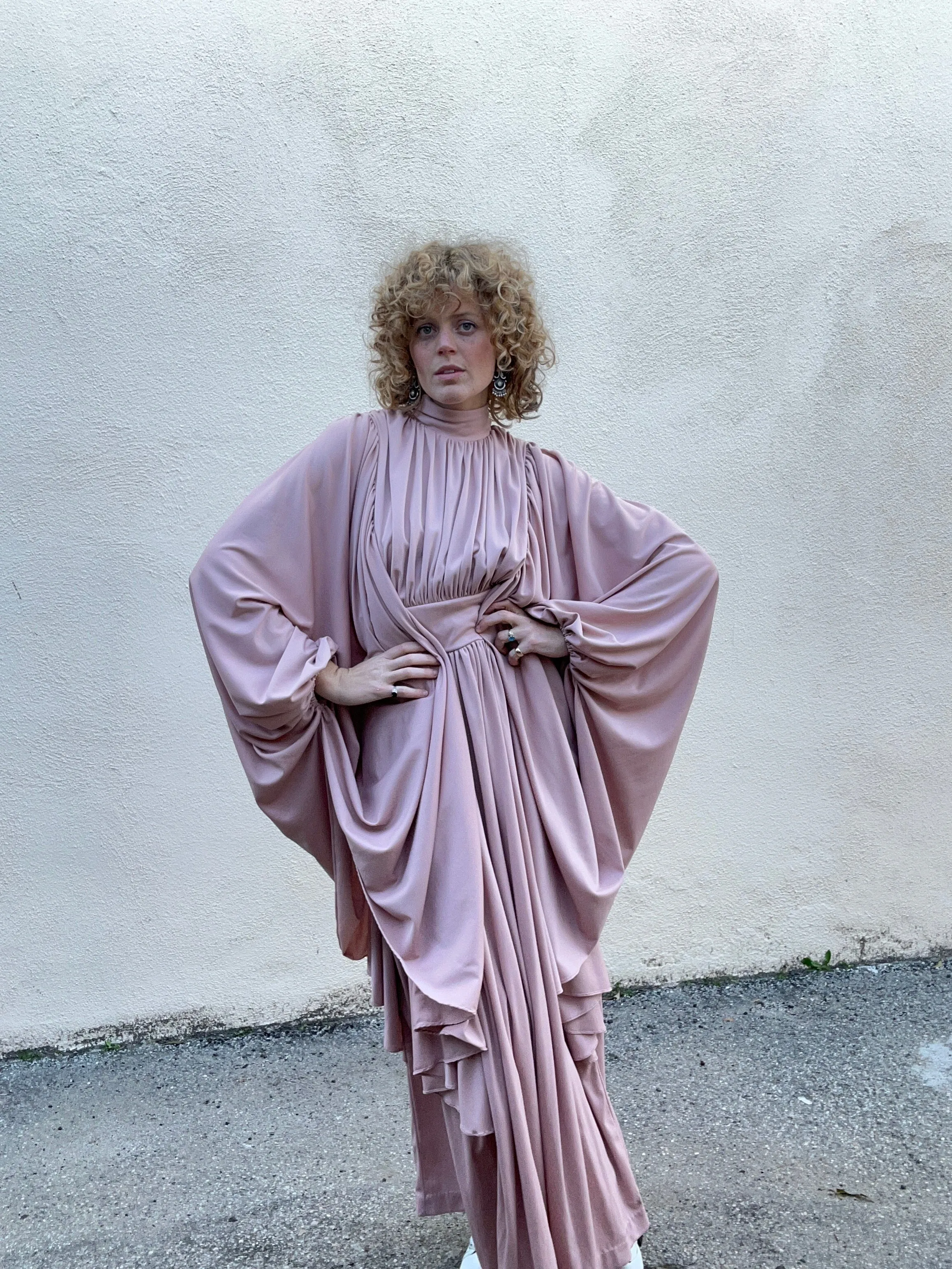 Vintage Jack Hartley Blush Pink Batwing Gown