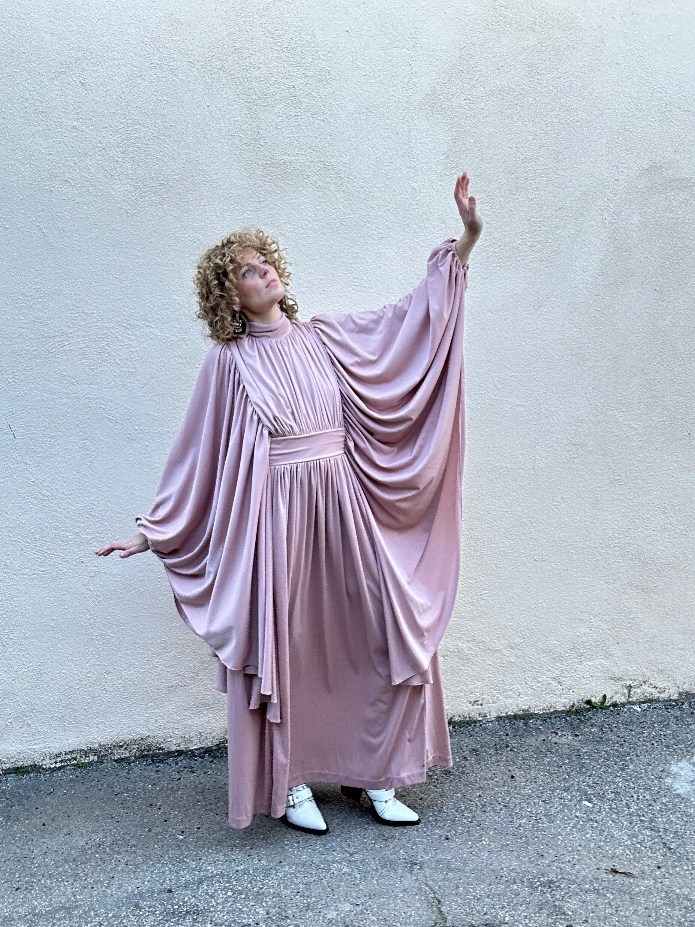 Vintage Jack Hartley Blush Pink Batwing Gown