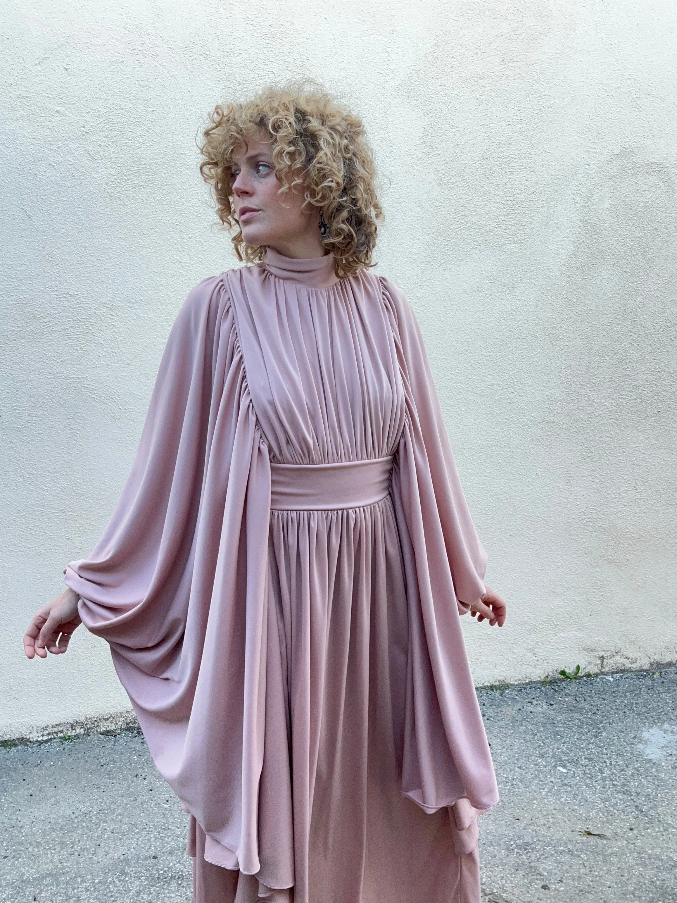 Vintage Jack Hartley Blush Pink Batwing Gown
