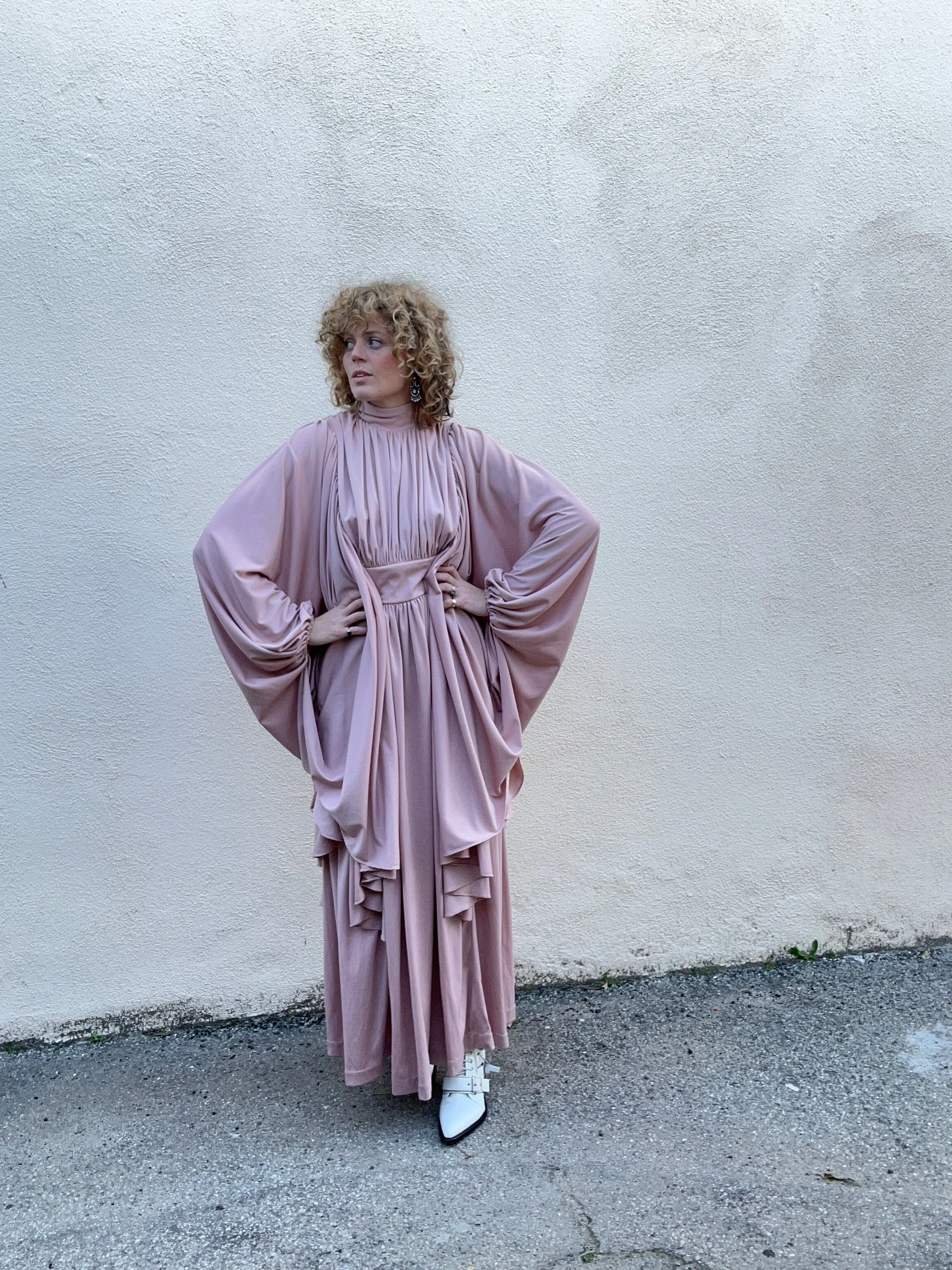 Vintage Jack Hartley Blush Pink Batwing Gown